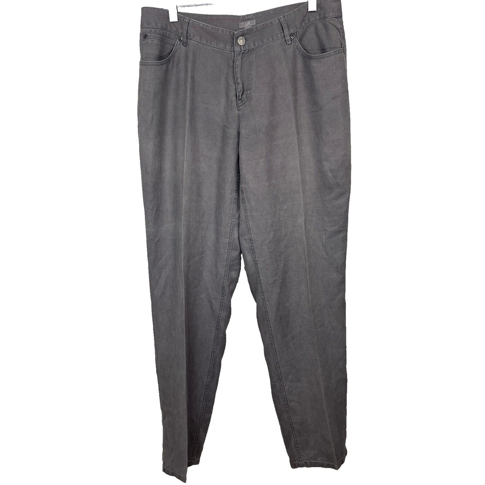 J. Jill Pants Womens 10 Gray 100% Linen Wide Leg Lagenlook Comfort Casual